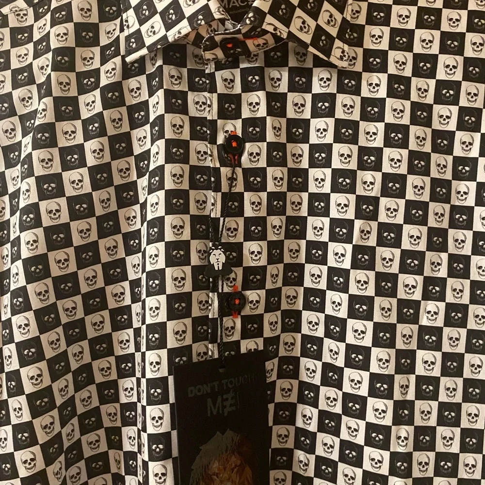 SHIRT NEW Maceoo Gallileo gingham skull Luxe Paris L - Picture 8 of 14